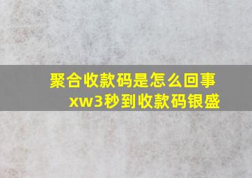 聚合收款码是怎么回事 xw3秒到收款码银盛